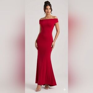 Zara Red Off-Shoulder Maxi Dress